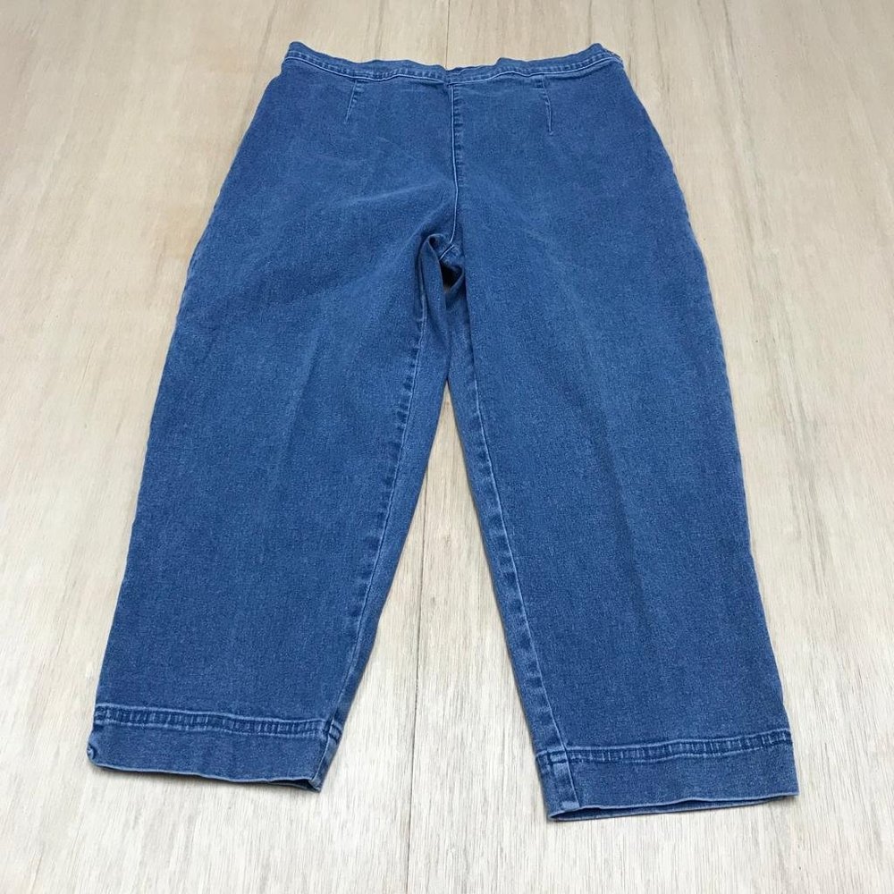 women blue capri crop jeans size petite medium